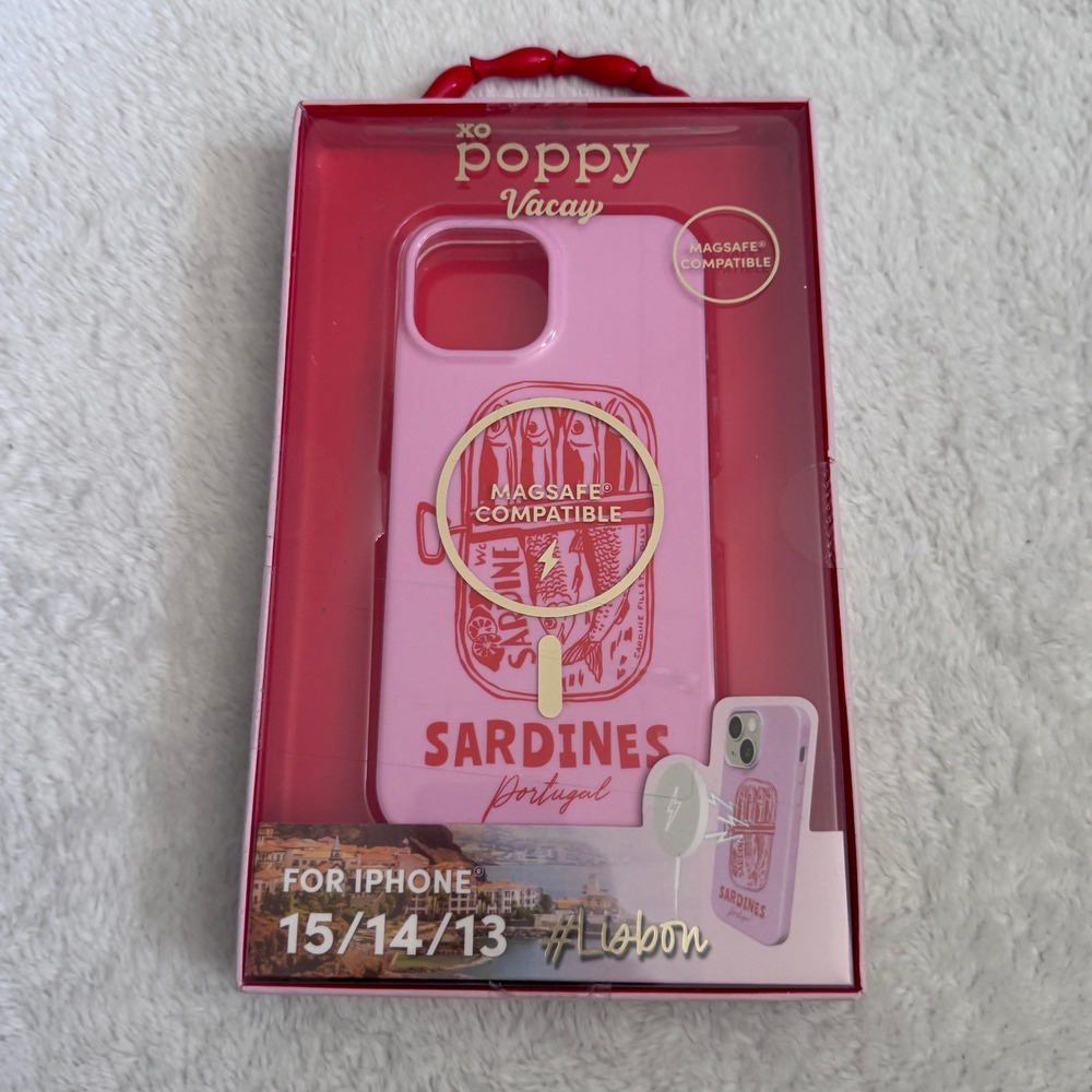 XO Poppy Lisbon Sardines MagSafe‎ for iPhone 15 14 13 Case Pink NIP